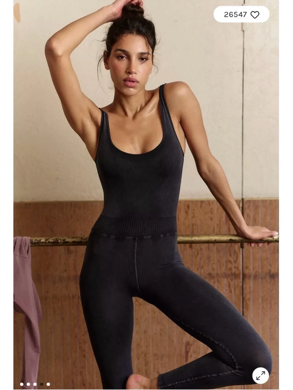Free People Movement Good Karma Acid Washed Black Cross Back Onesie XS Small
